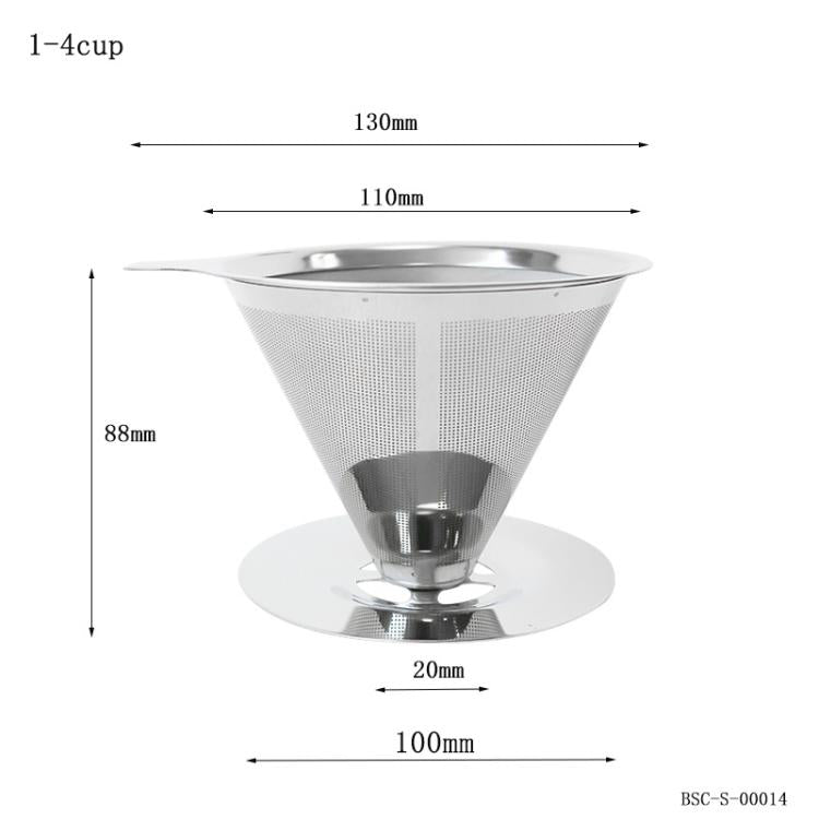 V60 Stainless Steel Coffee Filter with Base for Pour Over Brewing, Spec: 1-4 Cups 600-mesh - free shipping - PMC TechLife - Order now!