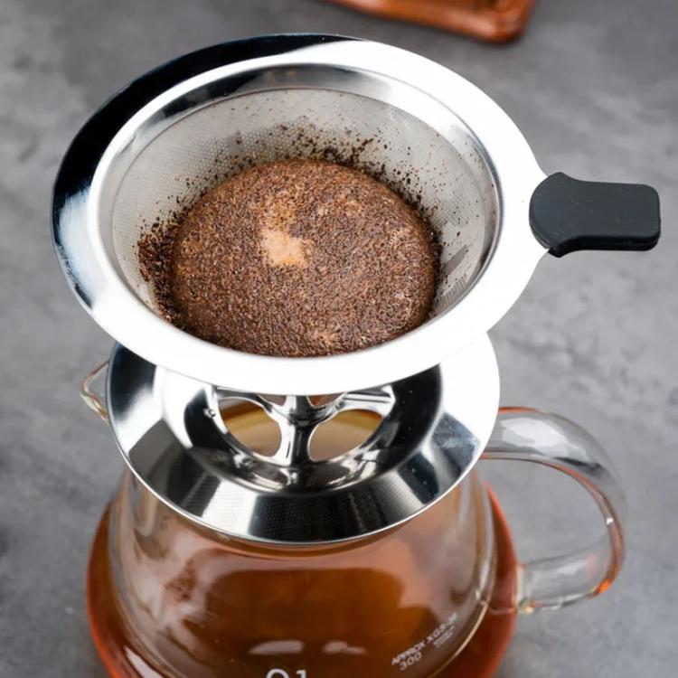 V60 Stainless Steel Coffee Filter with Base for Pour Over Brewing, Spec: 1-4 Cups 600-mesh - free shipping - PMC TechLife - Order now!