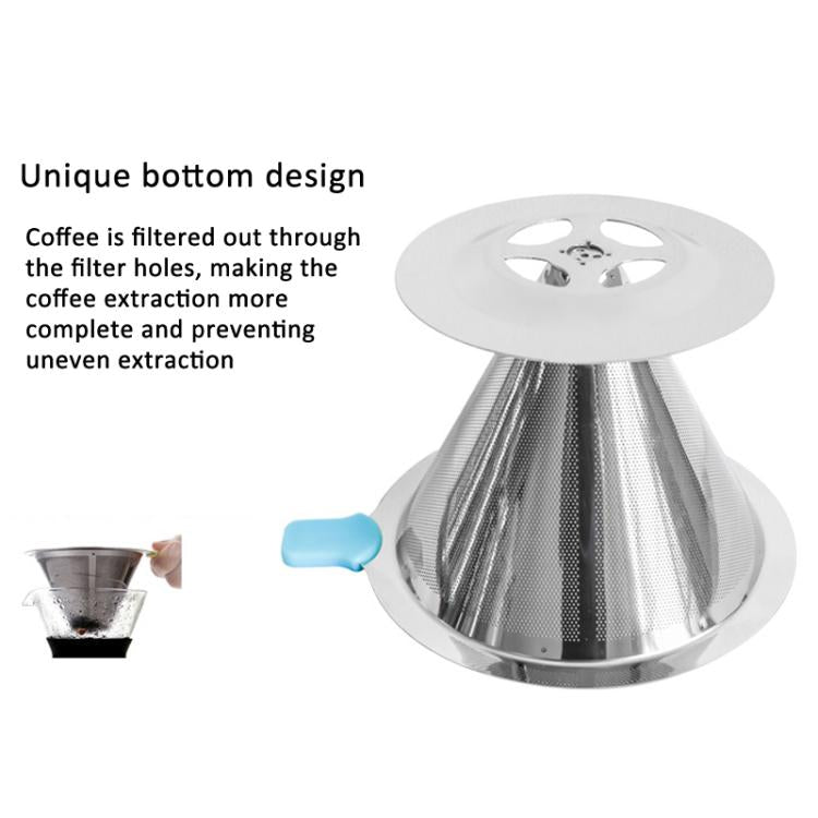 V60 Stainless Steel Coffee Filter with Base for Pour Over Brewing, Spec: 1-4 Cups 600-mesh - free shipping - PMC TechLife - Order now!