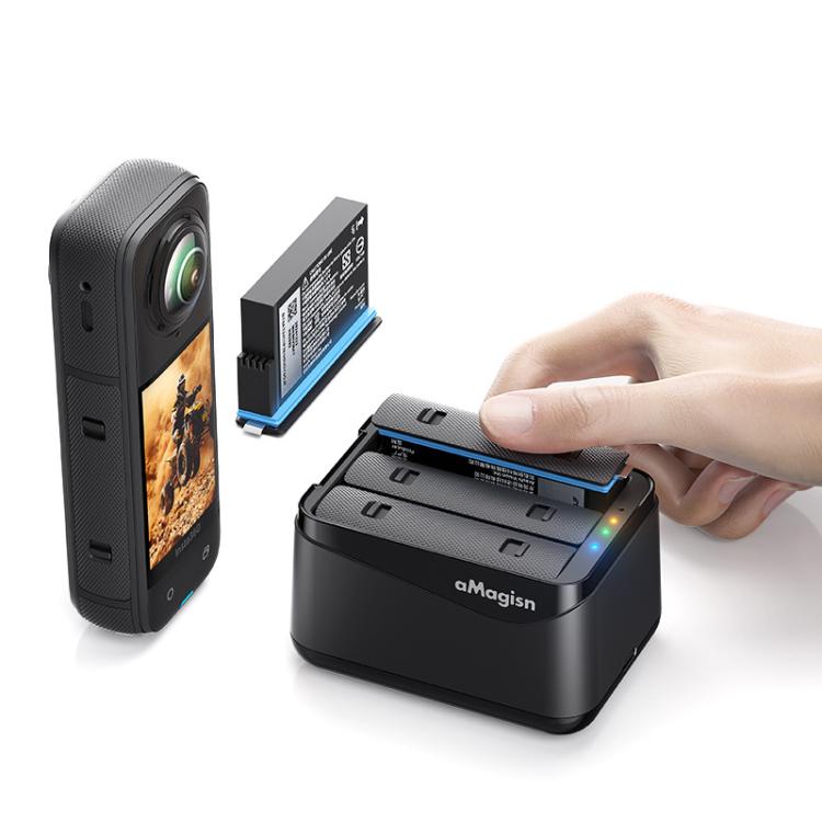 For Insta360 X5 Camera AMagisn Battery Charger Fast Charging Station For 3 Batteries Simultaneously - free shipping - PMC TechLife - Order now!