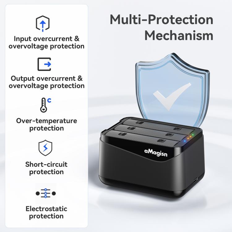 For Insta360 X5 Camera AMagisn Battery Charger Fast Charging Station For 3 Batteries Simultaneously - free shipping - PMC TechLife - Order now!