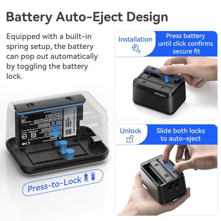 For Insta360 X5 Camera AMagisn Battery Charger Fast Charging Station For 3 Batteries Simultaneously - free shipping - PMC TechLife - Order now!