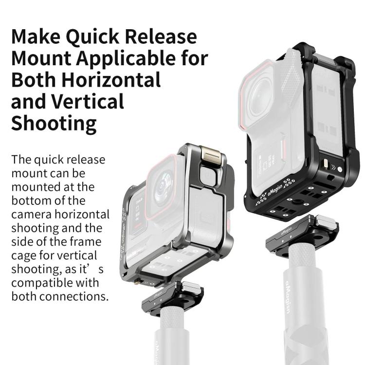 For Insta360 Ace Pro 2 / Ace Pro Camera AMagisn Quick Release Metal Cage Horizontal & Vertical Shooting Protective Frame(Charcoal Metallic) - free shipping - PMC TechLife - Order now!