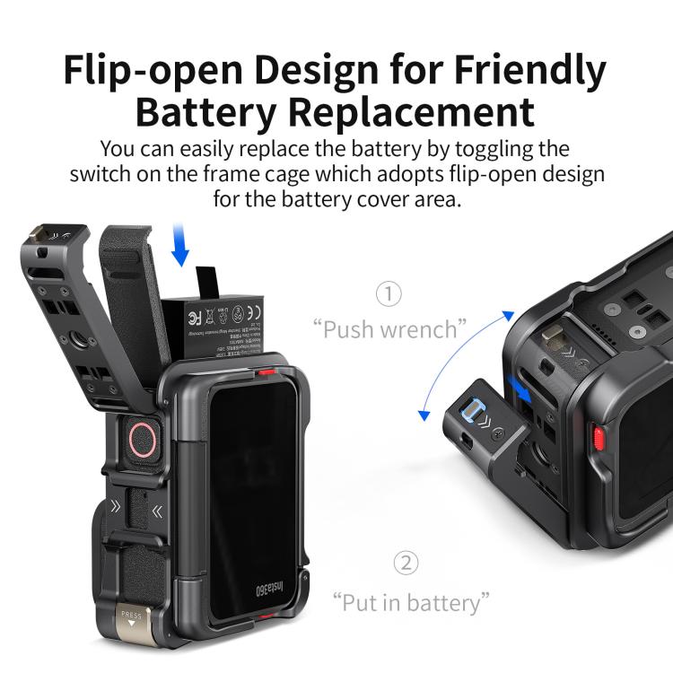 For Insta360 Ace Pro 2 / Ace Pro Camera AMagisn Quick Release Metal Cage Horizontal & Vertical Shooting Protective Frame(Charcoal Metallic) - free shipping - PMC TechLife - Order now!