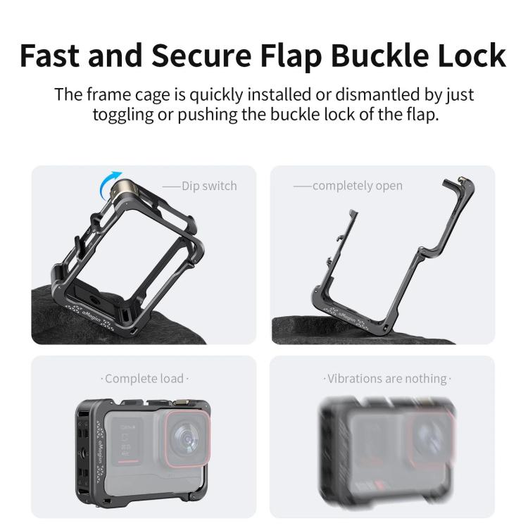 For Insta360 Ace Pro 2 / Ace Pro Camera AMagisn Quick Release Metal Cage Horizontal & Vertical Shooting Protective Frame(Charcoal Metallic) - free shipping - PMC TechLife - Order now!