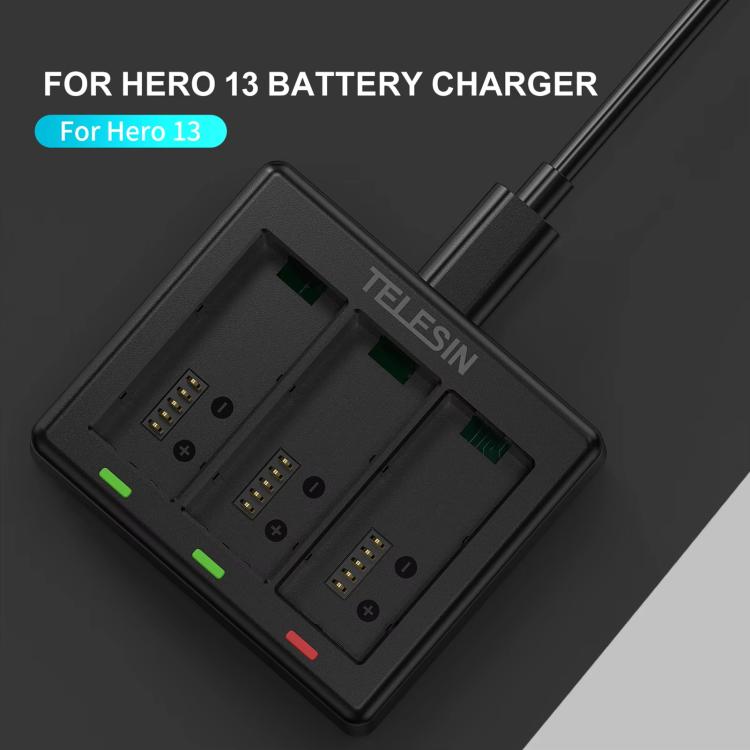 For GoPro HERO13 Black TELESIN 3 Slots Charging Base Action Camera Accessories(Black) - free shipping - PMC TechLife - Order now!