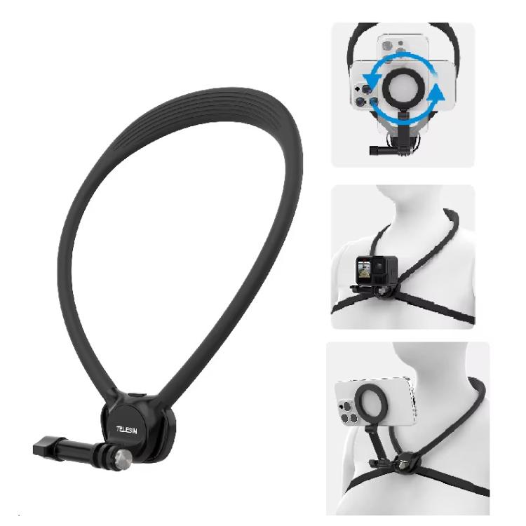 TELESIN Action Camera Neck Holder SE2.0 POV Perspective Bracket With Adjustable Chest Strap(Black) - free shipping - PMC TechLife - Order now!