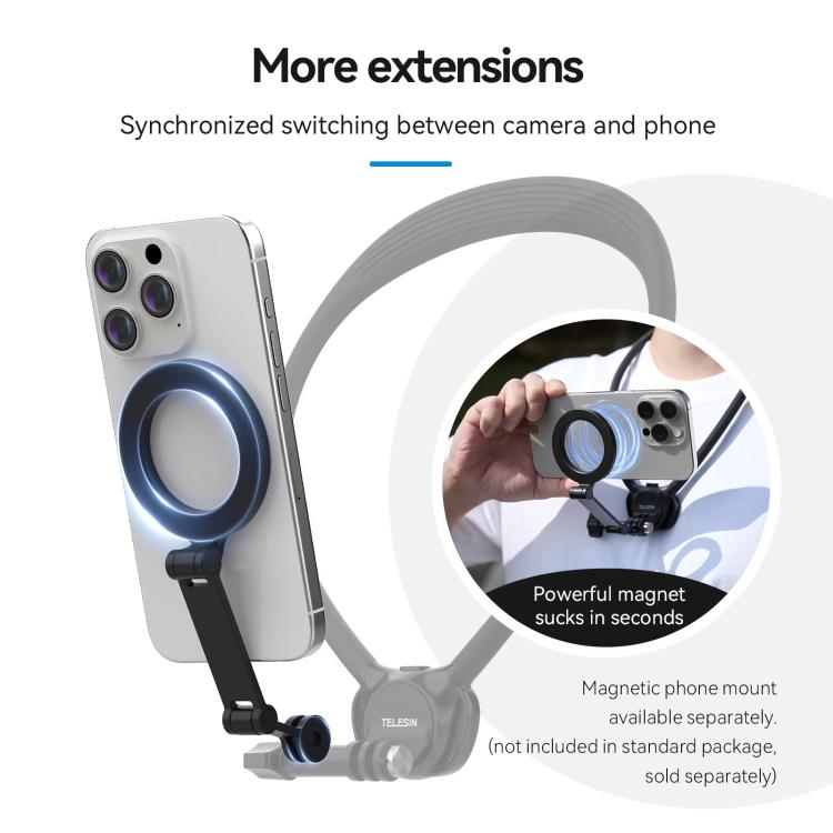 TELESIN Action Camera Neck Holder SE2.0 POV Perspective Bracket With Adjustable Chest Strap(Black) - free shipping - PMC TechLife - Order now!