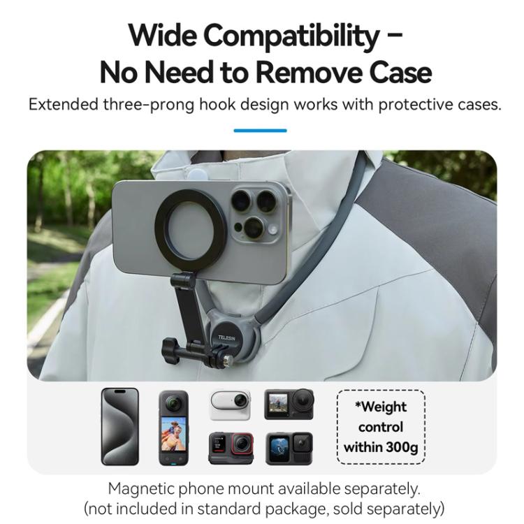 TELESIN Action Camera Neck Holder SE2.0 POV Perspective Bracket With Adjustable Chest Strap(Gray) - free shipping - PMC TechLife - Order now!