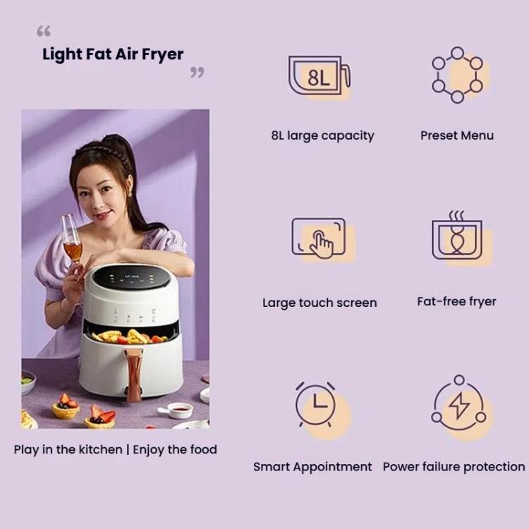 8L Air Fryer Household Multi-Function Large Capacity Oil-Free Electric Fryer, Color: White US Plug - free shipping - PMC TechLife - Order now!