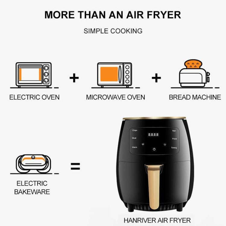 6L 1400W Air Fryer Household Large Capacity French Fry Maker Multifunctional Electric Fryer, Color: Black UK Plug - free shipping - PMC TechLife - Order now!