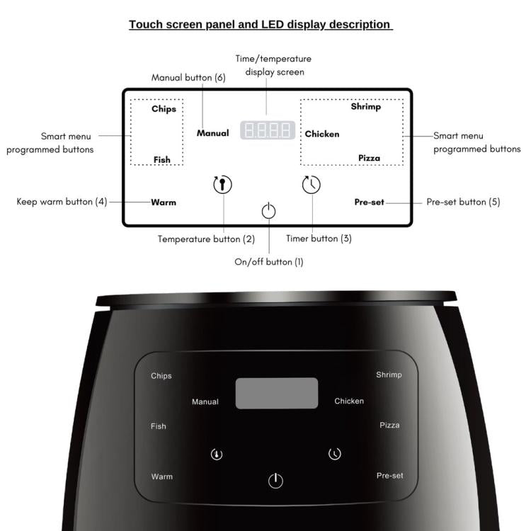6L 1400W Air Fryer Household Large Capacity French Fry Maker Multifunctional Electric Fryer, Color: Black EU Plug - free shipping - PMC TechLife - Order now!