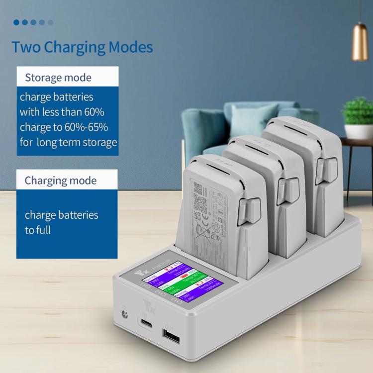 For DJI Flip Drone YX 3-Channel Battery Charger with Color LCD Screen Smart Charging Hub - free shipping - PMC TechLife - Order now!