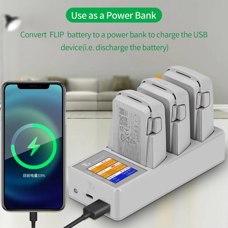 For DJI Flip Drone YX 3-Channel Battery Charger with Color LCD Screen Smart Charging Hub - free shipping - PMC TechLife - Order now!