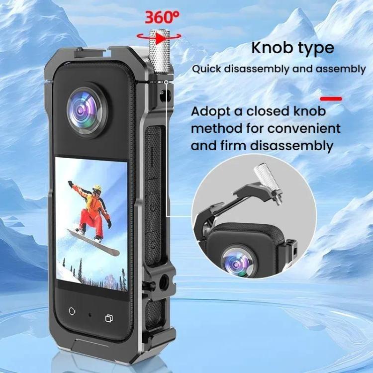 For Insta360 X3 HEPAIL AC62 Metal Rabbit Cage Magnetic Suction Horizontal Vertical Protective Frame - free shipping - PMC TechLife - Order now!