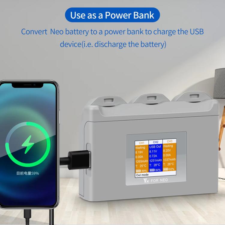 For DJI Neo Battery Charger YX 3-way Color Screen Charger Hub Charging Station - free shipping - PMC TechLife - Order now!
