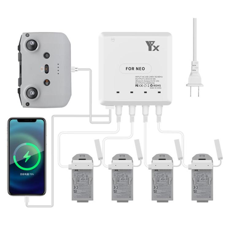 For DJI Neo Drone YX 4-port Battery Charger Charging Hub UK Plug - free shipping - PMC TechLife - Order now!