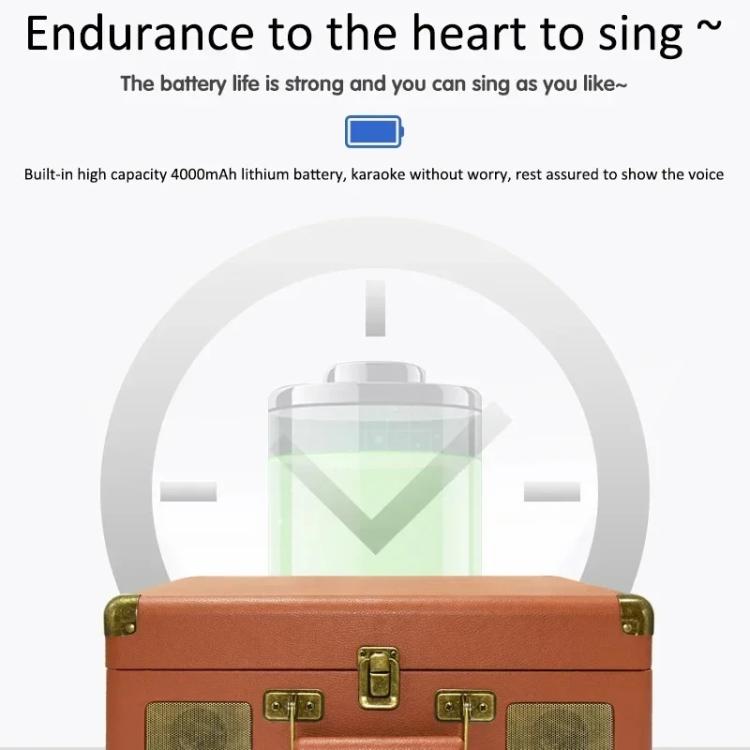 SDRD Wooden Box Karaoke Machine With Wireless Dual Mics All-In-One Speaker System Supports U Disk/TF Card(Brown) - free shipping - PMC TechLife - Order now!