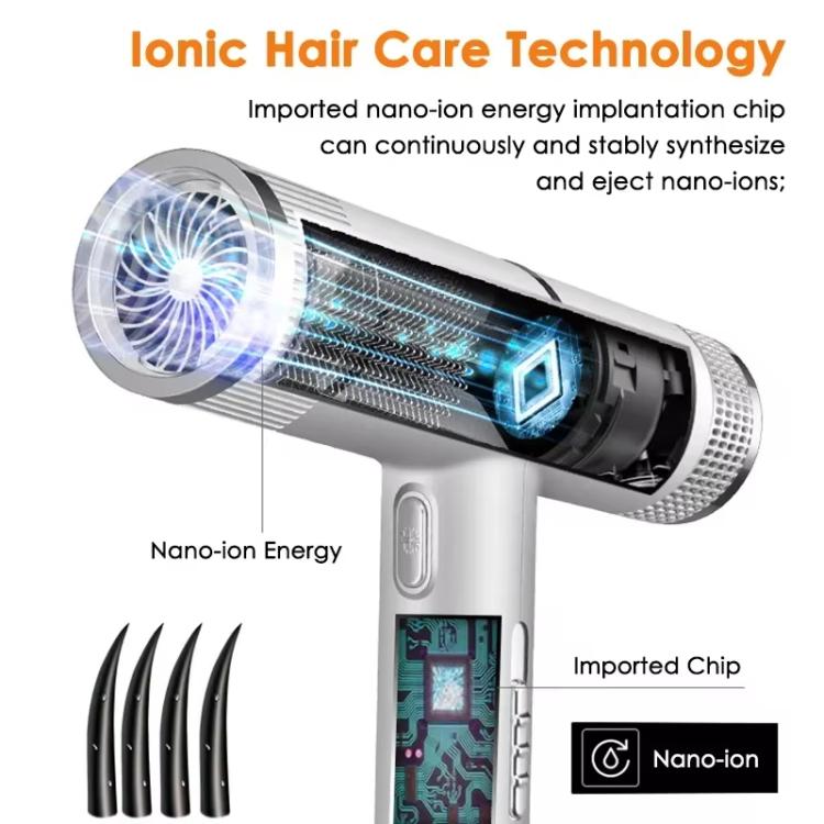 T-Shaped Hair Dryer with Smart Inverter Technology High-Power Blow Dryer for Home & Salon Use EU Plug With 3 Nozzles(Gray) - free shipping - PMC TechLife - Order now!