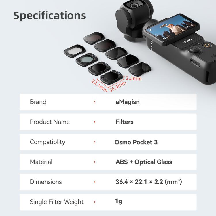 For DJI Osmo Pocket 3 aMagisn Adjustable Magnetic Filter Camera Lens Filters ND1000 - free shipping - PMC TechLife - Order now!