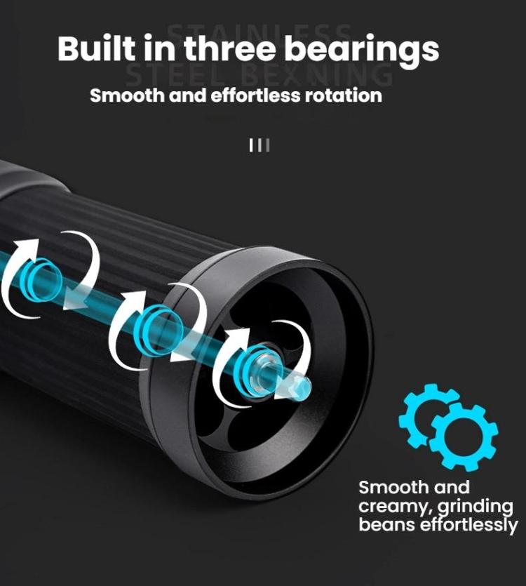 Seven Stars Manual Coffee Grinder CNC Stainless Steel Burr Foldable Hand Crank Mill for Coffee Beans(Black) - free shipping - PMC TechLife - Order now!