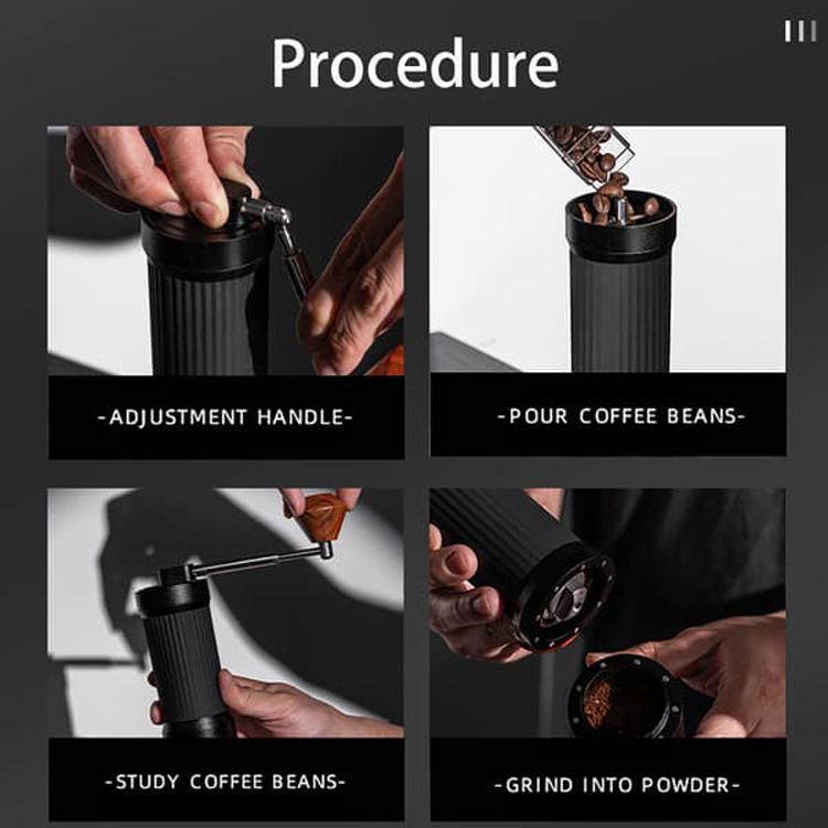 Seven Stars Manual Coffee Grinder CNC Stainless Steel Burr Foldable Hand Crank Mill for Coffee Beans(Black) - free shipping - PMC TechLife - Order now!