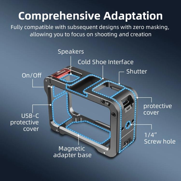 For DJI Action 5 Pro/Action 4/Action 3 Flymile Aluminum Alloy Camera Cage Protective Metal Frame(Metal Color) - free shipping - PMC TechLife - Order now!