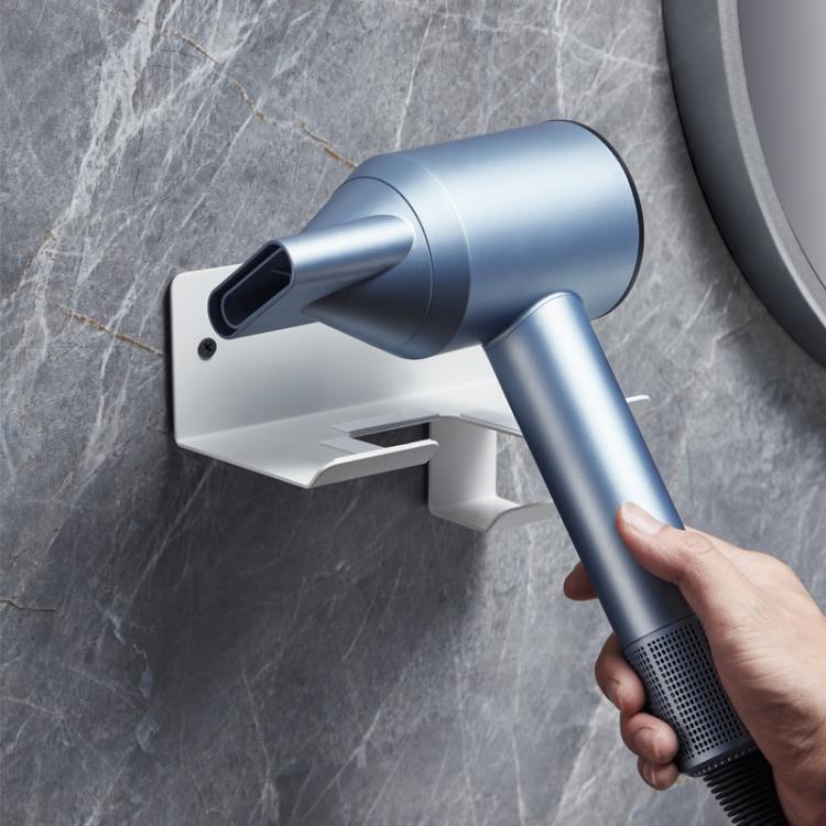 Wall-Mounted Hair Dryer Holder with Cord Organizer Bathroom Storage for Blow Dryer(White) - free shipping - PMC TechLife - Order now!