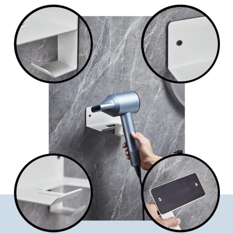 Wall-Mounted Hair Dryer Holder with Cord Organizer Bathroom Storage for Blow Dryer(White) - free shipping - PMC TechLife - Order now!