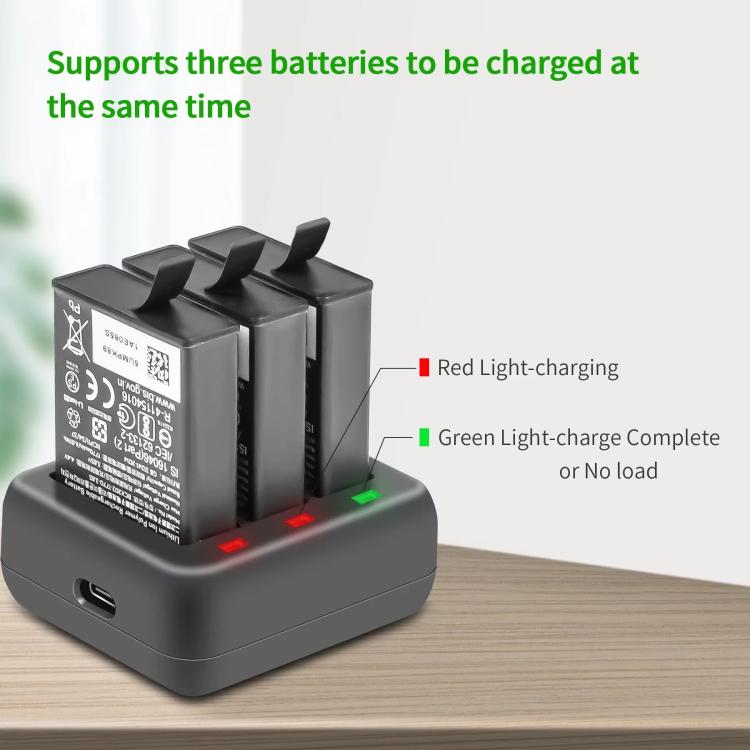 For DJI Osmo Action 4/Action 3 YX 3-Slot Battery Charger Hub Compact Charging Station(Black) - free shipping - PMC TechLife - Order now!