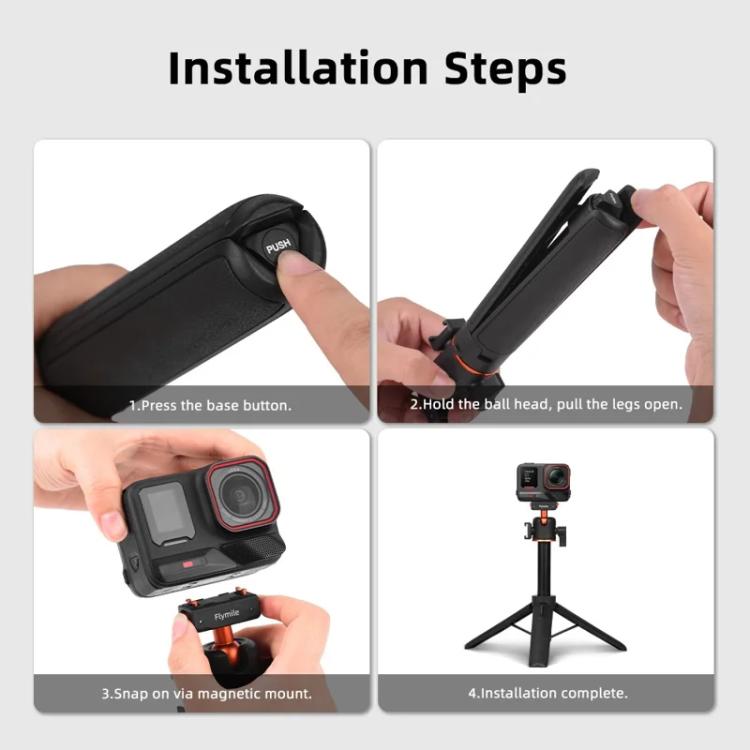 Flymile 20-54cm Magnetic Quick-Release Tripod for Insta360 Ace Pro 2/X5/X4/X3/X2/Ace Pro/Ace(Black) - free shipping - PMC TechLife - Order now!