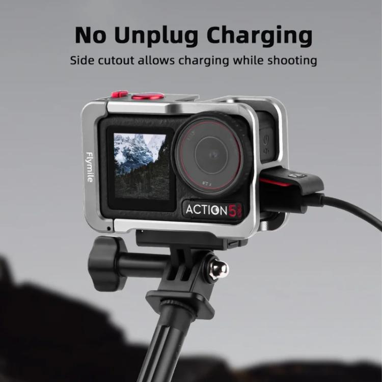 For DJI Osmo Action 5 Pro/4/3 Flymile Metal Protective Cage with Cold Shoe Mount(Metal Color) - free shipping - PMC TechLife - Order now!