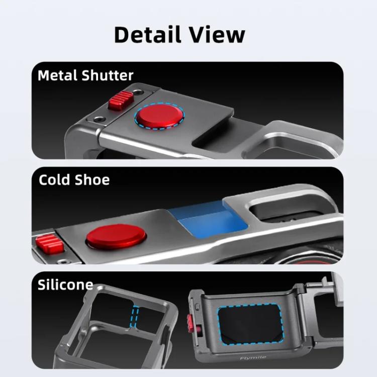 For DJI Osmo Action 5 Pro/4/3 Flymile Metal Protective Cage with Cold Shoe Mount(Metal Color) - free shipping - PMC TechLife - Order now!