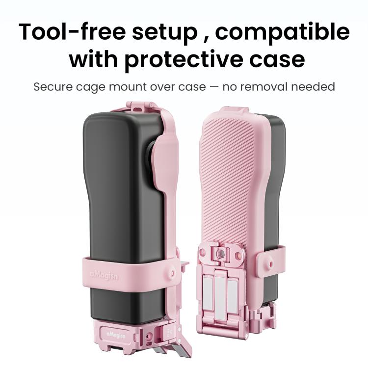 For DJI Pocket 3 aMagisn Mantis Extension Frame Magnetic Mount for Hands-Free Vlogging(Pink) - free shipping - PMC TechLife - Order now!