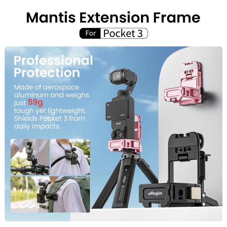 For DJI Pocket 3 aMagisn Mantis Extension Frame Magnetic Mount for Hands-Free Vlogging(Black) - free shipping - PMC TechLife - Order now!