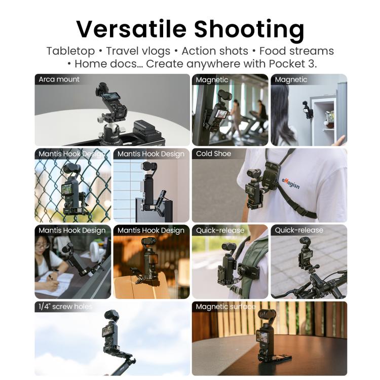For DJI Pocket 3 aMagisn Mantis Extension Frame Magnetic Mount for Hands-Free Vlogging(Black) - free shipping - PMC TechLife - Order now!