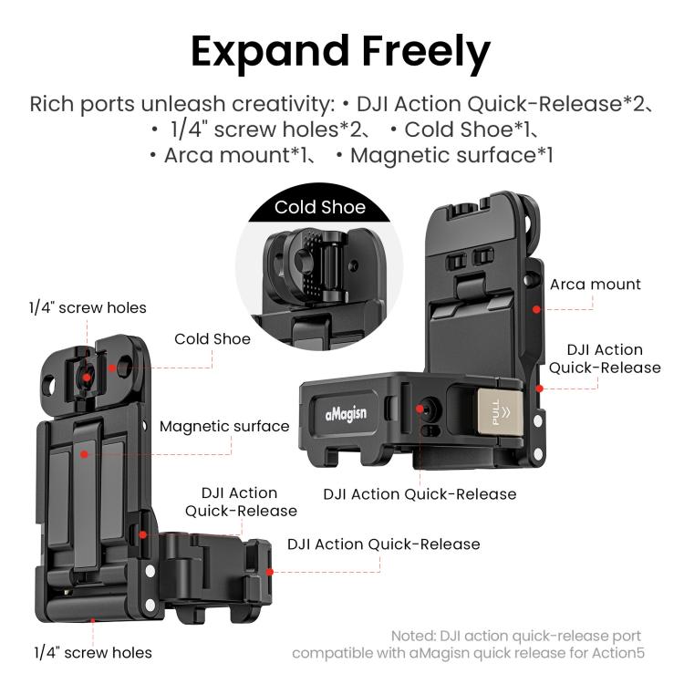 For DJI Pocket 3 aMagisn Mantis Extension Frame Magnetic Mount for Hands-Free Vlogging(Black) - free shipping - PMC TechLife - Order now!