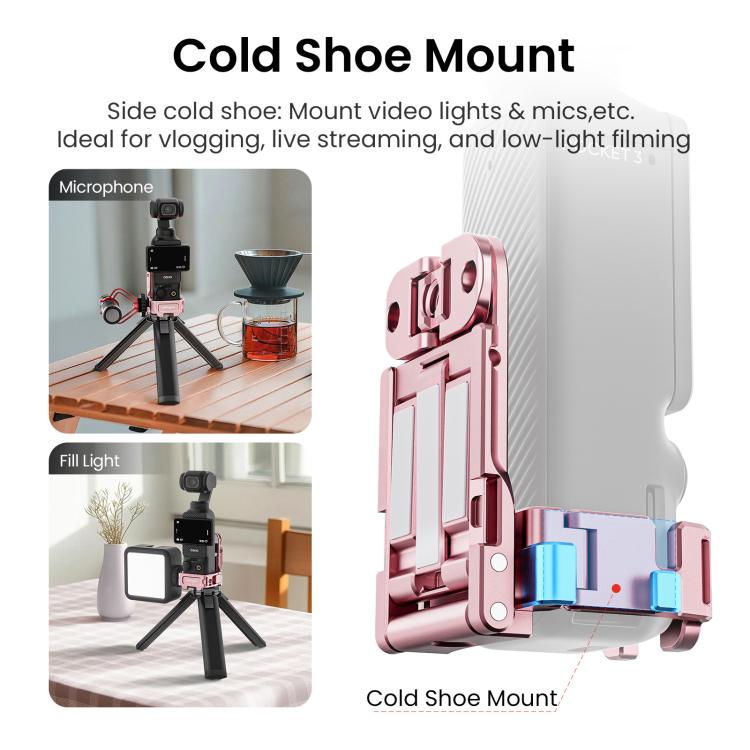 For DJI Pocket 3 aMagisn Mantis Extension Frame Magnetic Mount for Hands-Free Vlogging(Pink) - free shipping - PMC TechLife - Order now!