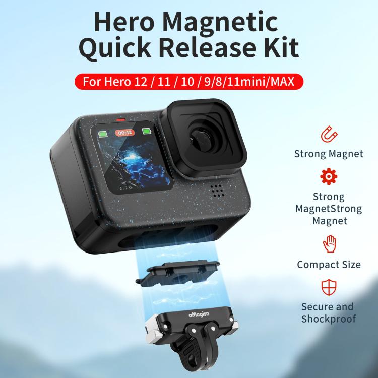 aMagisn Magnetic Quick Release Adapter for GoPro HERO13/12/11/10/9/8/11 Mini/MAX 2-in-1 Kit - free shipping - PMC TechLife - Order now!
