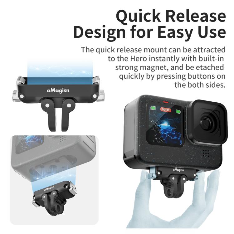 aMagisn Magnetic Quick Release Adapter for GoPro HERO13/12/11/10/9/8/11 Mini/MAX Separate Base Unit - free shipping - PMC TechLife - Order now!