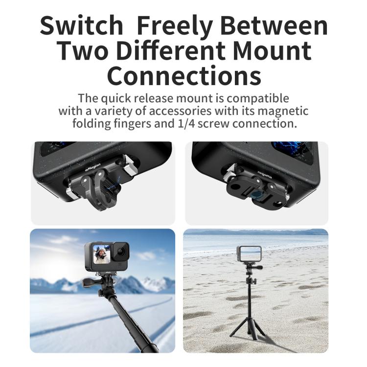 aMagisn Magnetic Quick Release Adapter for GoPro HERO13/12/11/10/9/8/11 Mini/MAX Separate Base Unit - free shipping - PMC TechLife - Order now!