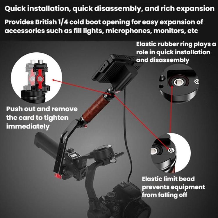 Gimbal Wooden Handle Chute Snail Gimbal Side Handle Grip,For DJI RS 4 Mini / 4 PRO / 3 / 3 Mini / 3 PRO / 2, Spec: With Chute - free shipping - PMC TechLife - Order now!