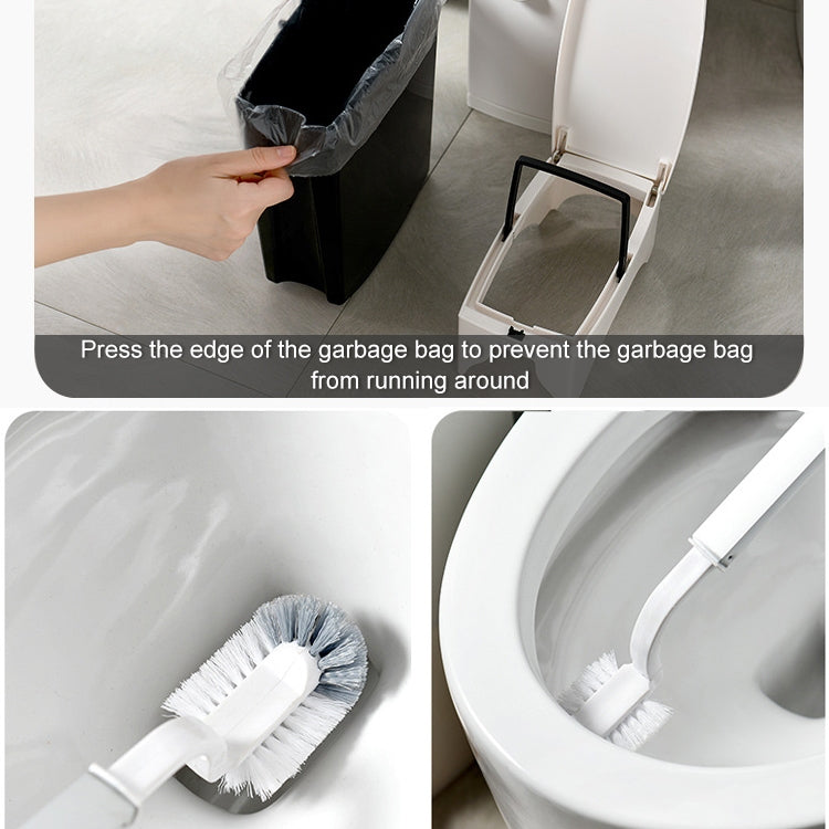 Bathroom Toilet Toilet Brush Integrated Pressing Open Lid Square Trash Can Set with Brush(Gray) - Cleaning Tools by PMC TechLife | Online Shopping South Africa | PMC TechLife