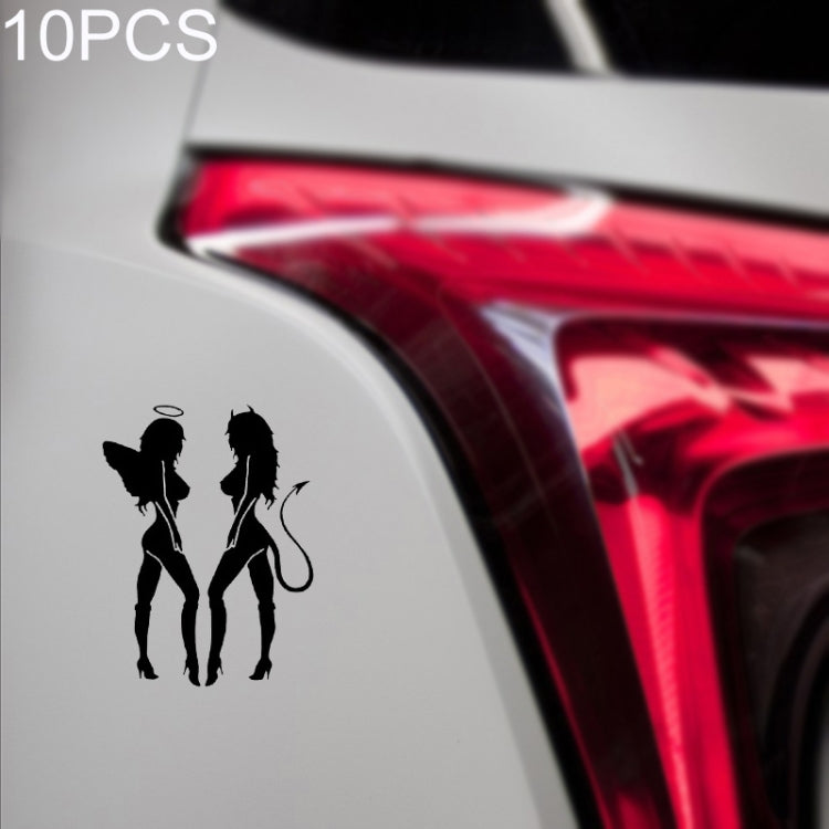 10 PCS QYPF ANGEL DEVIL Sexy Girl Car Sticker Car Styling Decal, Size: 18x14cm(Black) - Decorative Sticker by PMC TechLife | Online Shopping South Africa | PMC TechLife | Buy Now Pay Later Mobicred