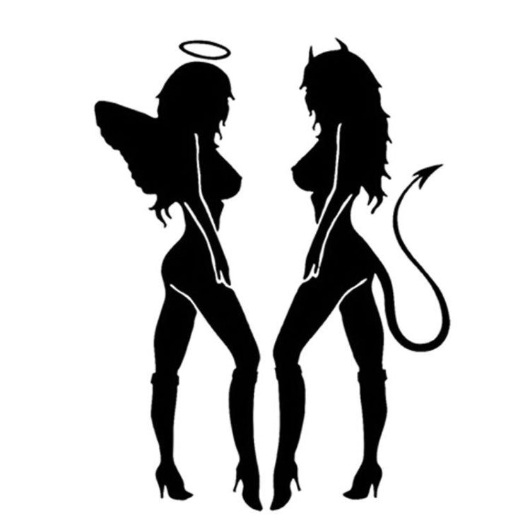 10 PCS QYPF ANGEL DEVIL Sexy Girl Car Sticker Car Styling Decal, Size: 18x14cm(Black) - Decorative Sticker by PMC TechLife | Online Shopping South Africa | PMC TechLife | Buy Now Pay Later Mobicred