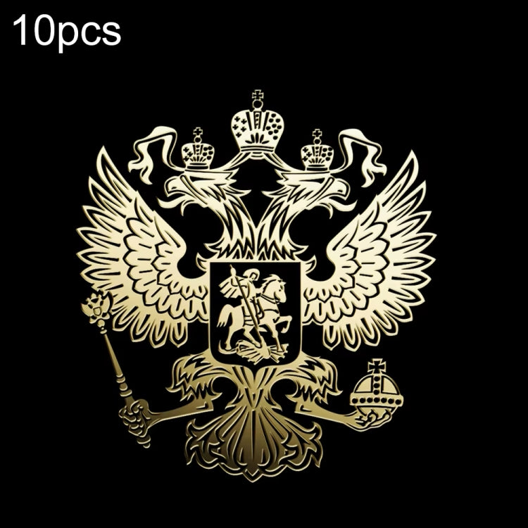 10 PCS PITREW Coat of Arms of Russia Emblem Nickel Metal Car Stickers Decals(Gold) - Decorative Sticker by PMC Jewellery | Online Shopping South Africa | PMC Jewellery | Buy Now Pay Later Mobicred