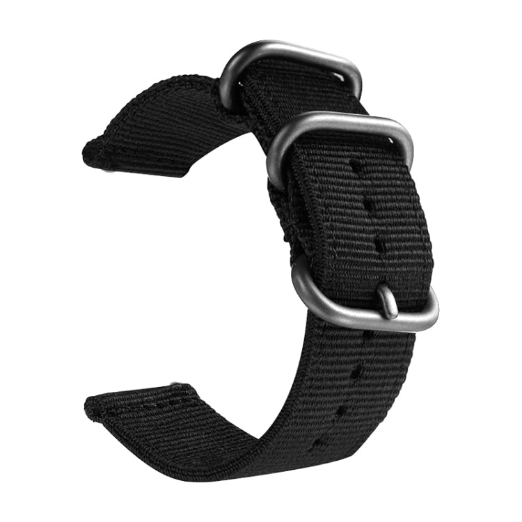 Washable Nylon Canvas Watchband, Band Width:20mm(Black with Silver Ring Buckle) - free shipping - PMC TechLife - Order now!