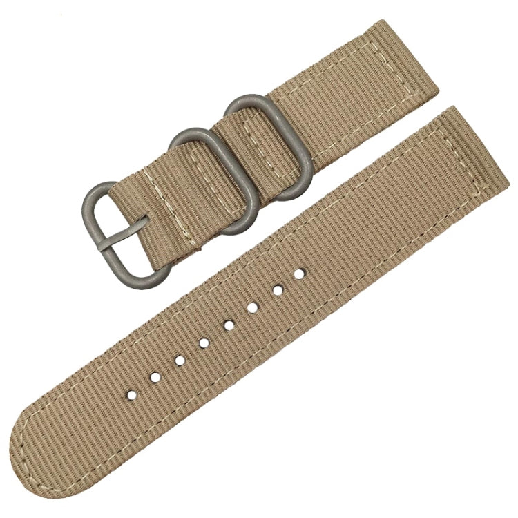 Washable Nylon Canvas Watchband, Band Width:20mm(Khaki with Silver Ring Buckle) - free shipping - PMC TechLife - Order now!