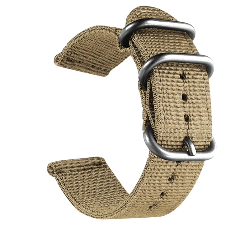 Washable Nylon Canvas Watchband, Band Width:22mm(Khaki with Silver Ring Buckle) - free shipping - PMC TechLife - Order now!