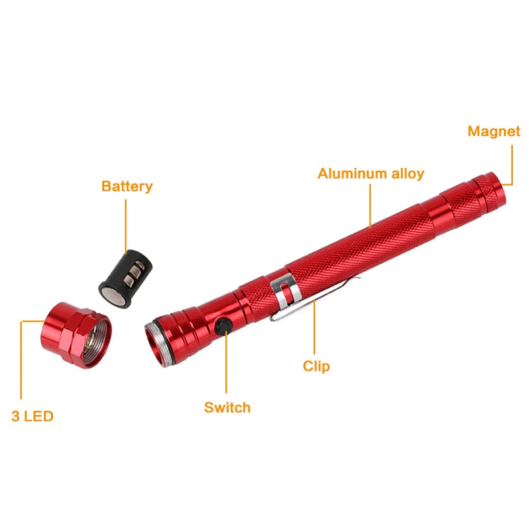 2 PCS 1W Flexible Magnet Camping Fishing Telescopic 360 Degrees Head Flashlight Outdoor Torch Magnetic Pick Up Tool Lamp(Blue) - free shipping - PMC TechLife - Order now!